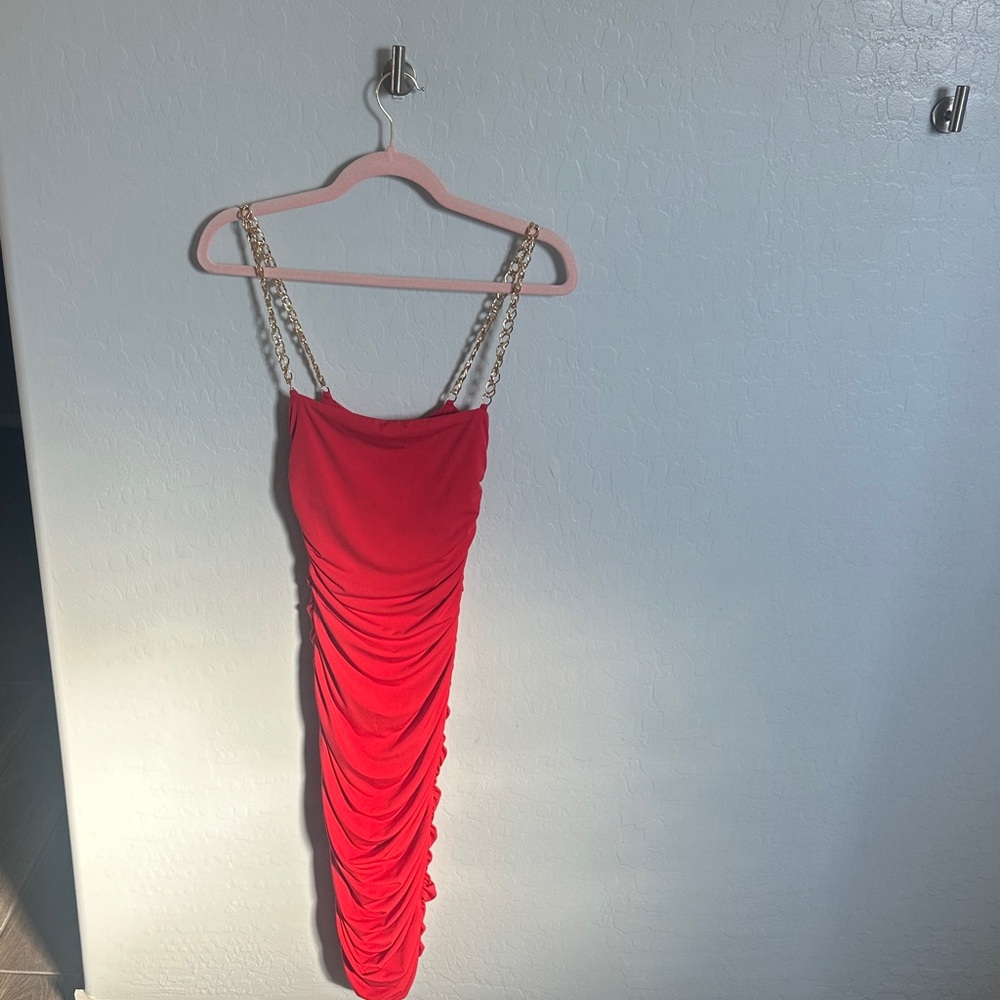 Elegant Red Ruched SOLD OUT Dress Perfect for Valentine’s Day!